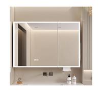 HOFUNTRE Mobiletto Specchio Bagno Sospeso，Illuminazione Surround, Design Antiappannamento Con Un Solo Pulsante, Ampia Capacità Di Archiviazione, Adatto A Molteplici Scenari(White,100*70cm/39.4*27.5in)
