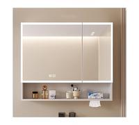 HOFUNTRE Specchio Bagno Contenitore Con Luce ，Armadietto Bagno Da Parete Con Ante A Specchio，Adatto for Bagni Di Case, Appartamenti, Boutique Hotel, Dormitori, Ecc.(White,60 * 70cm/23.6 * 27.5in)