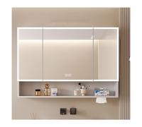 HOFUNTRE Specchio Bagno Contenitore Con Luce ，Armadietto Bagno Da Parete Con Ante A Specchio，Adatto for Bagni Di Case, Appartamenti, Boutique Hotel, Dormitori, Ecc.(White,90 * 70cm/35.4 * 27.5in)