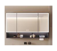 HOFUNTRE Specchio Bagno Contenitore Con Luce ，Armadietto Bagno Da Parete Con Ante A Specchio，Adatto for Bagni Di Case, Appartamenti, Boutique Hotel, Dormitori, Ecc.(Gray,110 * 70cm/43.3 * 27.5in)