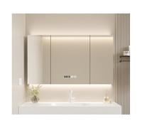 HOFUNTRE Specchio Bagno Contenitore Con Luce ,Armadietto Da Parete Ante A Specchio, Armadio Bagno,Adatto Vari Scenari Come Case, Appartamenti, Hotel, Ecc(90 * 70cm/35.4 * 27.5in)