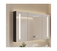 HOFUNTRE Specchio Bagno Contenitore Con Luce ，Mobiletto Sospeso，Sbrinatore A Un Pulsante, Impermeabile E Resistente All'umidità, Ad Alta Definizione(Black,118 * 70cm/46.4 * 27.5in)