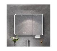 HOFUNTRE Specchio Bagno Contenitore Con Luce ,Mobiletto Specchio Bagno Sospeso,Adatto A Bagni Moderni E Minimalisti, Appartamenti, Suite D'albergo, Dormitori(80 * 70cm/34.5 * 27.5in)