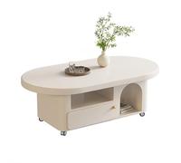 HOFUNTRE Tavolino con angoli arrotondati, base in acciaio al carbonio, vani aperti ad arco e scanalature laterali, ideale per soggiorno, appartamento o ufficio(Apricot,130x60x42cm)