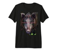 Hog Caccia Cinghiale in Vista Vector Art 2 Maglietta Premium