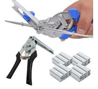 Hog Ring Pliers Kit with 2400pcs M Nails, Type M Nail Ring Pliers, Multi-Function Heavy Duty Fencing Plier, Type M Hog Rings Gun for Wire Fence, Upholstery and Pet Cages (A-Black)