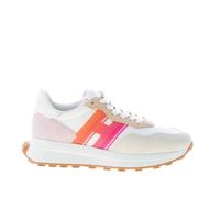 HOGAN scarpe donna Sneaker H641 in camoscio beige e rosa con tessuto bianco