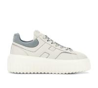 Hogan Sneaker da Donna H-Stripes in Morbida Nappa Bianca e Suede Azzurro - HXW6450FE93 UXI0RVJ 40