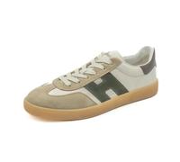 Hogan Sneaker da Uomo Cool in Pelle Avorio, Verde e Marrone con Dettagli in Suede - HXM6470FB60 QDA739M - Taglia 10