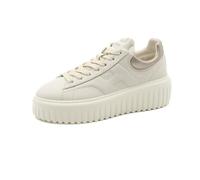 Hogan Sneakers da Donna H-Stripes in Nappa Avorio e Platino - HXW6450FC60 KU00GAN - Taglia 37½