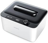 Hogance Pulitore ad Ultrasuoni 900ML, 50W Dispositivo di Pulizia a Ultrasuoni per Gioielli, Occhiali, Orologi, Paradenti, Pennelli per il Trucco, con 600s Modalità Degas, Bianco+Nero