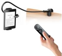 hogance Supporto per Kindle con RF Telecomando Pagina Turner (HKRC002, Nero), Supporto per eReader e Telecomando volta pagina, Accessori per la Lettura di Kindle/iPad/Tablet
