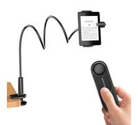 Hogance Supporto per Tablet per la Lettura di Kindle con Telecomando Pagina Turner (HKRC005, Nero), Supporto per eReader, Telecomando RF Volta Pagina, Accessori per Kindles, Regali per i Lettori