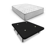 HOGAR24 ES | Base imbottita in tessuto 3D colore nero + materasso viscoelastico Natur Plus Edition 24 | Include set di gambe da 32 cm | Dimensioni: 90 x 190 cm