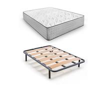HOGAR24 ES Letto Completo | Rete a doghe Larghe + Materasso viscoelastico Natur Plus Edition 24 | Include Set di Gambe filettate da 25 cm | Dimensioni: 135 x 180 cm, Legno, 135x180 cm