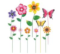 hogardeck Decorazioni da giardino per esterni, set di 10 fiori in metallo, paletti decorativi da giardino per decorazione primaverile, decorazioni da giardino per esterni, prato, vialetto, patio