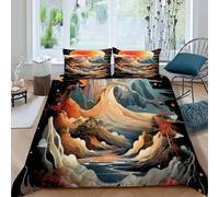 HOGDISAJD alta montagna Reversibile Copripiumino paesaggio Stampa 3D Biancheria Da Letto Con Cerniera E 2 Federe per Ragazzi E Ragazze Super King(260x220cm)
