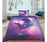 HOGDISAJD astronautaaaaaaaaaaaaaaaa Set Copripiumino Matrimoniale Serie rosa Con Stampa 3D Biancheria Da Letto Morbida Microfibra Chiusura Lampo E 1 Federe Per Ragazzi E Ragazze Single(135x200cm)