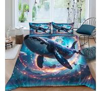 HOGDISAJD balena assassina Set Copripiumino Matrimoniale coloreeful Sky Con Stampa 3D Biancheria Da Letto Chiusura Lampo E 2 Federe Per Ragazzi E Ragazze King（220x240cm）