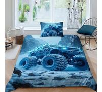 HOGDISAJD camion mostro Copripiumino Gelo di ghiaccio Effetto 3D, Biancheria Da Letto Con Cerniera E 1 Federe Ragazzi E Ragazze Single（135x200cm）