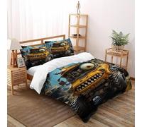HOGDISAJD camion mostro Reversibile Copripiumino Abstract auto Stampa 3D Set Di Biancheria Da Letto Morbida Microfibra Con Cerniera E 2 Federe Ragazzi E Ragazze King（220x240cm）