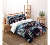 HOGDISAJD camion mostro Reversibile Copripiumino auto Stampa 3D Biancheria Da Letto Con Cerniera E 2 Federe Ragazzi E Ragazze King（220x240cm）
