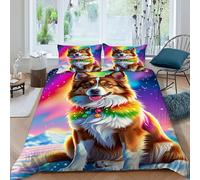 HOGDISAJD cane Reversibile Copripiumino coloreeful Sky Stampa 3D Set Di Biancheria Da Letto Morbida Microfibra Con Cerniera E 2 Federe, Per Ragazzi E Ragazze Super King（260x220cm）
