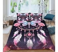 HOGDISAJD Cattore sogni Set Copripiumino Matrimoniale Serie rosa Effetto 3D Morbida Microfibra Set Di Biancheria Da Letto Con Chiusura Lampo E 2 Federe Ragazzi E Ragazze Super King(260x220cm)
