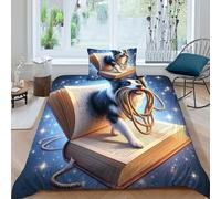 HOGDISAJD Collie di frontiera Copripiumino animaleei autoini Effetto 3D Morbida Microfibra Biancheria Da Letto Per Con Cerniera E 1 Federe Per Ragazzi E Ragazze Single（135x200cm）