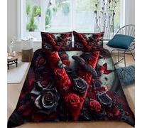 HOGDISAJD Copripiumino Lettera rossa V rosas,Biancheria Da Letto lettere nere,set Copripiumino lettere nere,Stampa 3D,con 2 Federe,per Ragazzi Adolescenti Adulti Super King（260x220cm）