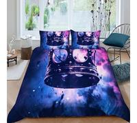 HOGDISAJD Corona del cielo stellato Set Copripiumino Matrimoniale Serie viola Con Stampa 3D Biancheria Da Letto Chiusura Lampo E 2 Federe Ragazzi E Ragazze King(220x240cm)