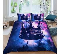 HOGDISAJD Corona del cielo stellato Set Copripiumino Matrimoniale Serie viola Effetto 3D Set Di Biancheria Da Letto Con Per Chiusura Lampo E 2 Federe Ragazzi E Ragazze Double(200x200cm)