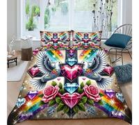 HOGDISAJD Croce arcobaleno Copripiumino colombo Effetto 3D, Con Cerniera Set Di Biancheria Da Letto Con E 2 Federe Morbida Microfibra Per Ragazzi E Ragazze King（220x240cm）