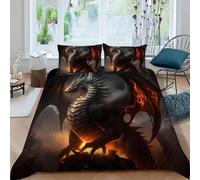 HOGDISAJD Dragon fiamma Copripiumino animaleeeee Effetto 3D, Morbida Microfibra Biancheria Da Letto Per Con Cerniera E 2 Federe Ragazzi E Ragazze Double（200x200cm）