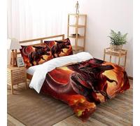 HOGDISAJD Dragone della Fiamma Copripiumino fiamma Effetto 3D, Con Cerniera Set Di Biancheria Da Letto Con E 2 Federe Ragazzi E Ragazze King(220x240cm)