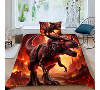 HOGDISAJD Dragone della Fiamma Reversibile Copripiumino fiamma Con Stampa 3D Set Di Biancheria Da Letto Con Cerniera E 1 Federe Per Ragazzi E Ragazze Single(135x200cm)