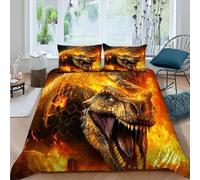 HOGDISAJD Dragone della Fiamma Set Copripiumino Matrimoniale fiamma Effetto 3D Morbida Microfibra Set Di Biancheria Da Letto Con Chiusura Lampo E 2 Federe Ragazzi E Ragazze Double(200x200cm)