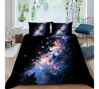 HOGDISAJD farfalla Set Copripiumino Matrimoniale serie nero Stampa 3D Biancheria Da Letto Microfibramorbida Microfibra,chiusura Lampo E 2 Federe Per Ragazzi E Ragazze King(220x240cm)