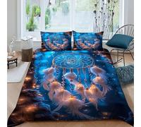 HOGDISAJD gatto biancotore sogni Set Copripiumino Matrimoniale serie blu Effetto 3D Set Di Biancheria Da Letto Con Per Chiusura Lampo E 2 Federe Ragazzi E Ragazze Super King(260x220cm)