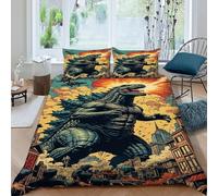 HOGDISAJD Godzilla Copripiumino animaleei graffiti Effetto 3D, Con Cerniera Set Di Biancheria Da Letto Con E 2 Federe Per Ragazzi E Ragazze Super King（260x220cm）