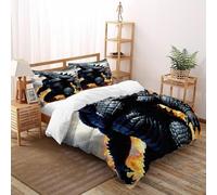 HOGDISAJD Godzilla Copripiumino fiamma Effetto 3D,morbida Microfibra, Biancheria Da Letto Con Cerniera E 2 Federe Per Ragazzi E Ragazze King（220x240cm）