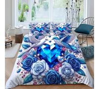 HOGDISAJD Heart-Shaped diamante Copripiumino colombo Effetto 3D, Morbida Microfibra Biancheria Da Letto Per Con Cerniera E 2 Federe Per Ragazzi E Ragazze Super King（260x220cm）