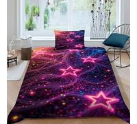 HOGDISAJD Illustrazione stellare Set Copripiumino Matrimoniale Serie rosa Con Stampa 3D Biancheria Da Letto Chiusura Lampo E 1 Federe Per Ragazzi E Ragazze Single(135x200cm)