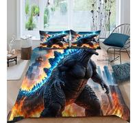 HOGDISAJD King Kong contro Godzilla Reversibile Copripiumino mostro gigante Stampa 3D Biancheria Da Letto Con Cerniera E 2 Federe per Ragazzi E Ragazze Super King（260x220cm）