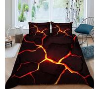 HOGDISAJD magma rotto Reversibile Copripiumino serie nero Stampa 3D Biancheria Da Letto Cerniera E 2 Federe Ragazzi E Ragazze Double（200x200cm）