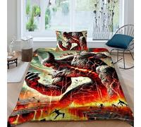 HOGDISAJD mostro magma Set Copripiumino Matrimoniale mostro gigante Con Stampa 3D Biancheria Da Letto Chiusura Lampo E 1 Federe Per Ragazzi E Ragazze Single（135x200cm）