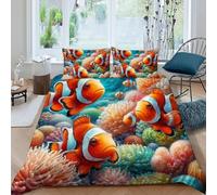 HOGDISAJD pesce d'oro Reversibile Copripiumino il mondo sottomarino Stampa 3D Set Di Biancheria Da Letto Morbida Microfibra Con Cerniera E 2 Federe, Per Ragazzi E Ragazze Double(200x200cm)