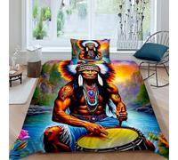 HOGDISAJD Popoli indigeniReversibile Copripiumino paesaggio Stampa 3D Set Di Biancheria Da Letto Con Cerniera E 1 Federe Ragazzi E Ragazze Single（135x200cm）