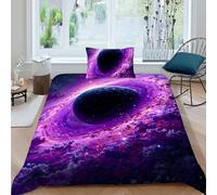 HOGDISAJD Purple stellas Set Copripiumino Matrimoniale Serie viola Stampa 3D Biancheria Da Letto Microfibramorbida Microfibra,chiusura Lampo E 1 Federe Per Ragazzi E Ragazze Single(135x200cm)