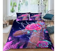HOGDISAJD rosa Crosses Set Copripiumino Matrimoniale Serie rosa Con Stampa 3D Biancheria Da Letto Morbida Microfibra Chiusura Lampo E 2 Federe Per Ragazzi E Ragazze King(220x240cm)